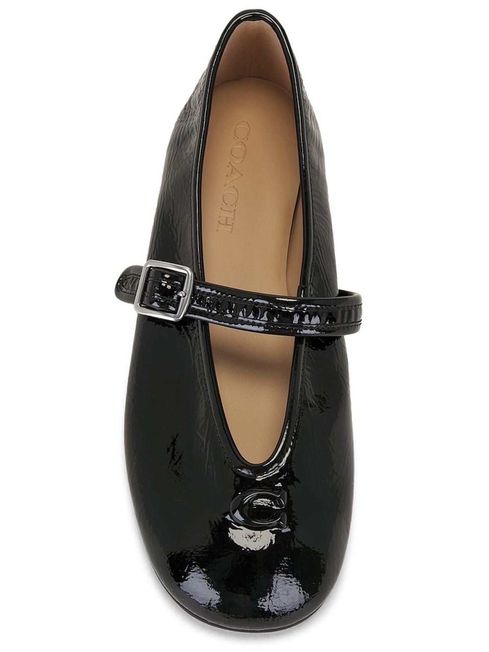 Coach Black Patent Leather Mary Jane Flat with Buckle